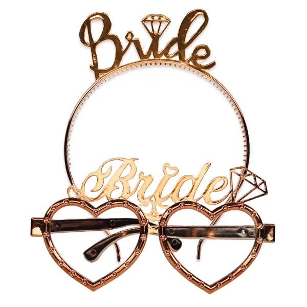 Bride To Be Plastik Gözlük Taç Set Rose Gold 1 Adet