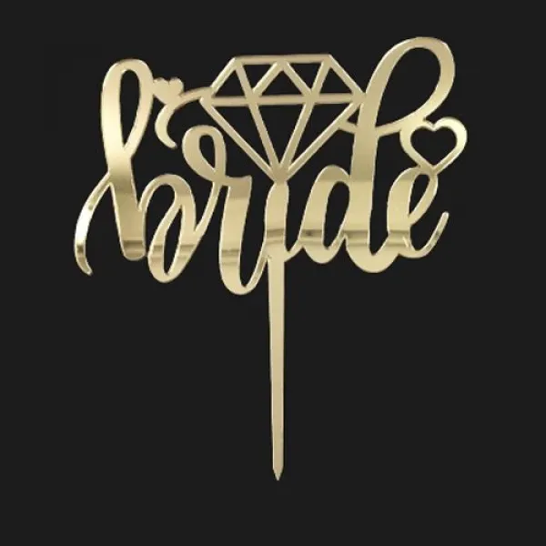 Bride To Be Pleksi Pasta Süsü Gold (14x14 cm)