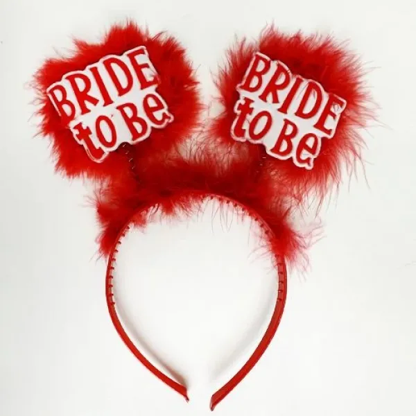 Bride To Be Taç Kırmızı Tüylü