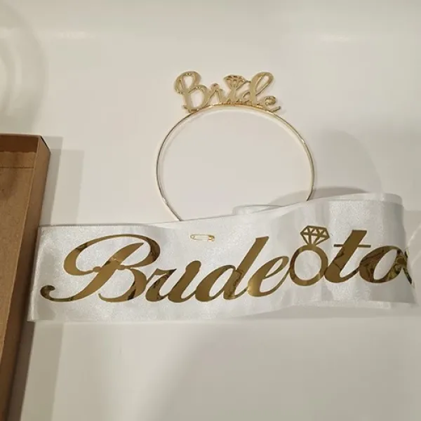 Bride To Be Taç Kuşak Set Gold