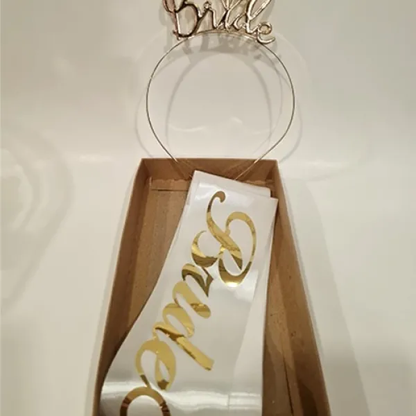 Bride To Be Taç Kuşak Set Gold