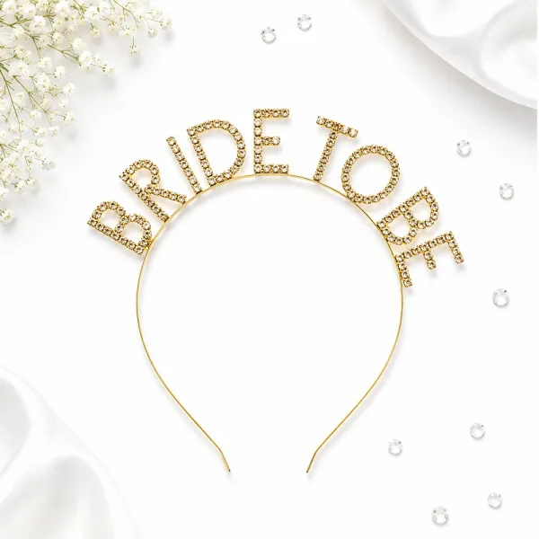 Bride To Be Taşlı Lüks Taç Gold