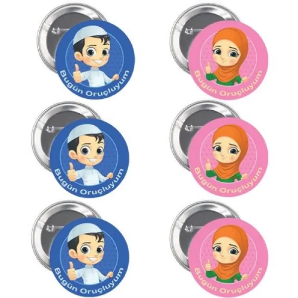 Bugün Oruçluyum Rozeti Erkek/Kız 6 Adet