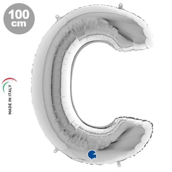 C Harf Folyo Balon – Gümüş – 100 cm (40 inch)