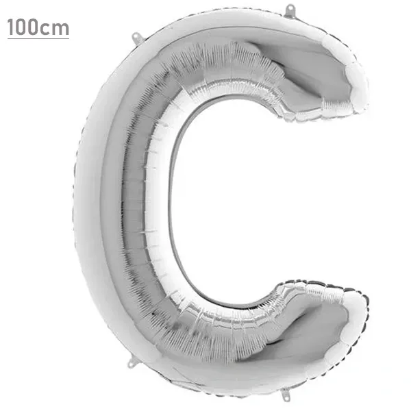 C Harf Folyo Balon – Gümüş – 100 cm (40 inch)