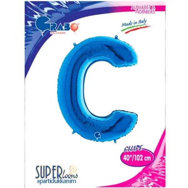 C Harf Folyo Balon – Mavi – 100 cm (40 inch)