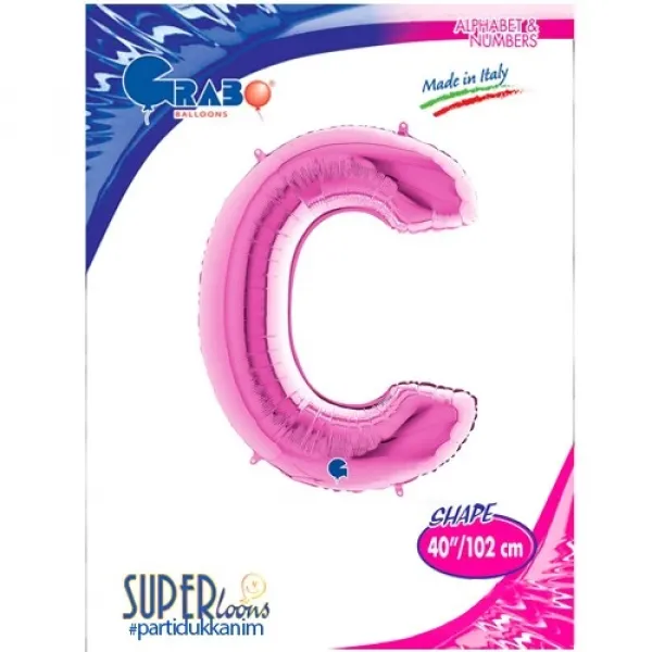 C Harf Folyo Balon – Pembe – 100 cm (40 inch)