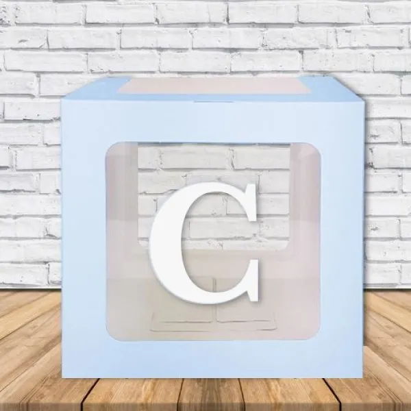 C - Harfi Şeffaf Balon Kutusu Mavi 16,5 cm