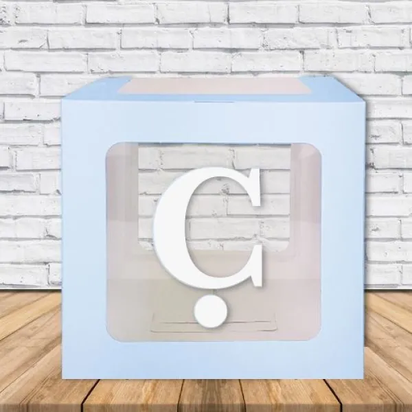 Ç - Harfi Şeffaf Balon Kutusu Mavi 16,5 cm