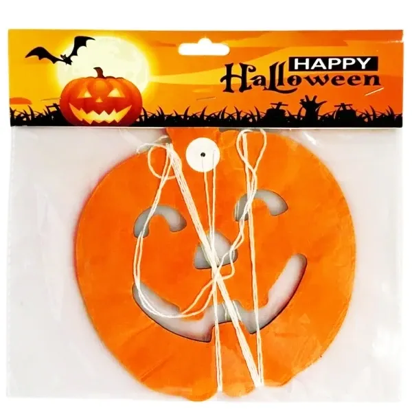 Cadılar Bayramı Halloween Balkabağı Kağıt Zincir Süs 300 cm
