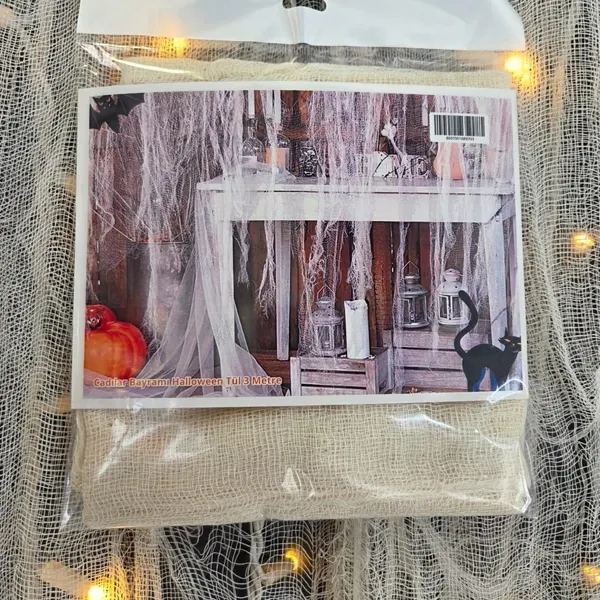 Cadılar Bayramı Halloween Krem Renkli Tül 4 Metre