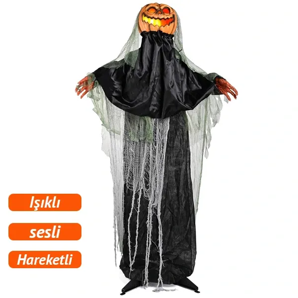 Halloween Korkunç Balkabağı Hayalet ışıklı - Sesli - Hareketli (170 cm)