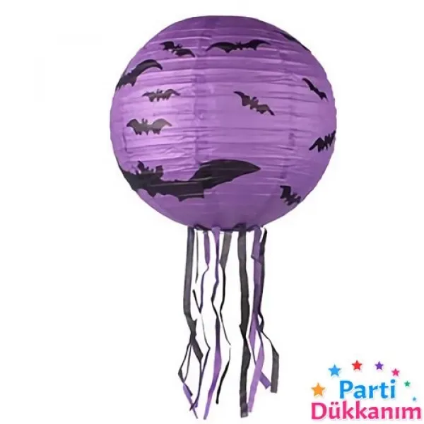 Cadılar Bayramı Yarasa Yuvarlak Fener Süs (30 cm)
