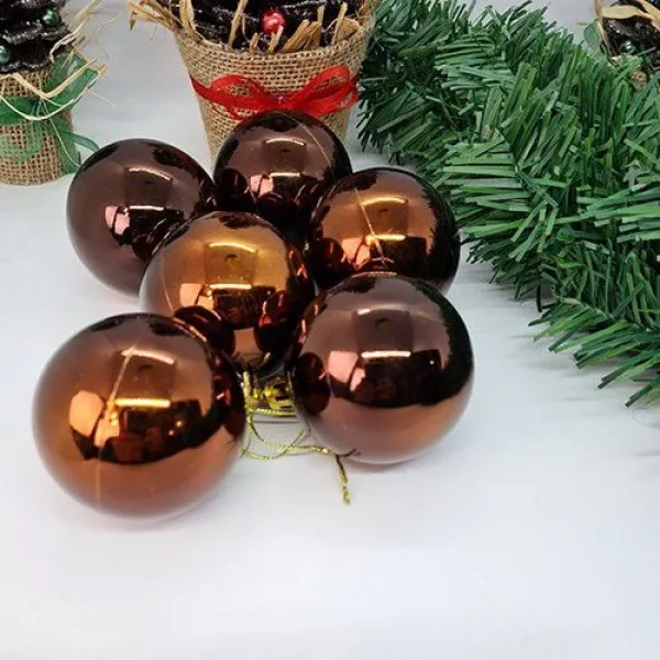 Çam Ağacı Süsleme Parlak Top Çikolata 6 Adet 6 cm