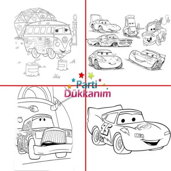 16 Sayfa Cars Boyama Kitabı Stickerlı 1 Adet