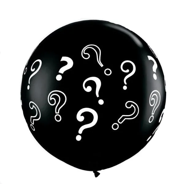 Cinsiyet Balonu Soru İşareti Siyah Pembe Konfetili 45 cm