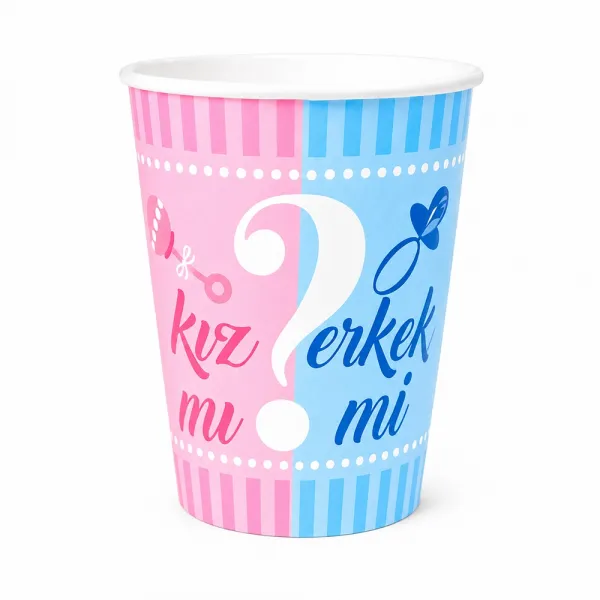 Cinsiyet Tahmini Kız Mı Erkek Mi Bardak (8 Adet)