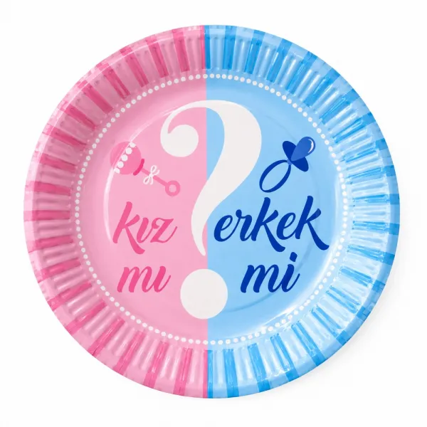 Cinsiyet Tahmini Kız Mı Erkek Mi Tabak (8 Adet)