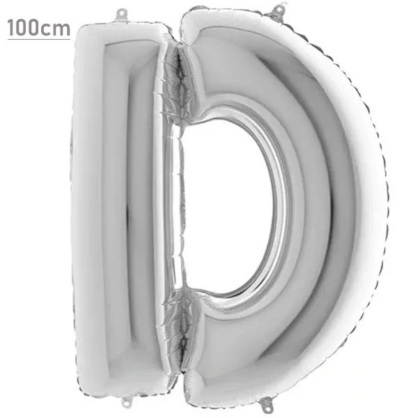 D Harf Folyo Balon – Gümüş – 100 cm (40 inch)