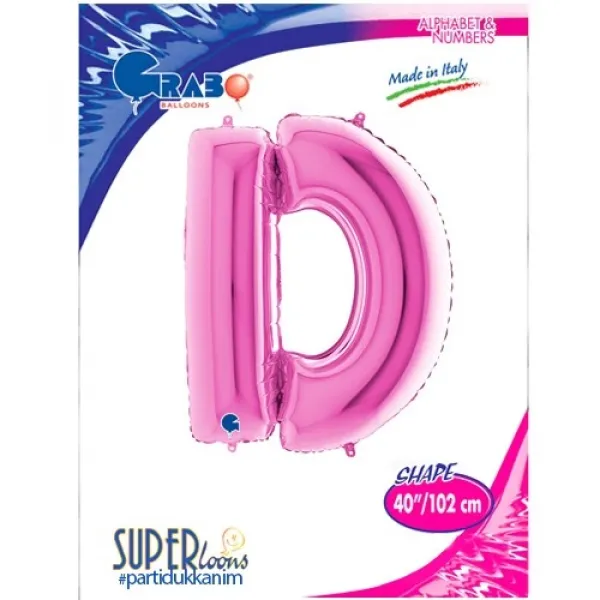 D Harf Folyo Balon – Pembe – 100 cm (40 inch)
