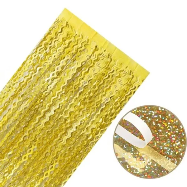 Dalgalı Hologram Duvar ve Kapı Perdesi Gold 100x200 cm