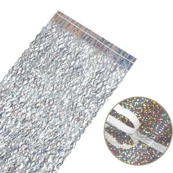 Dalgalı Hologram Duvar ve Kapı Perdesi Gümüş 100x200 cm