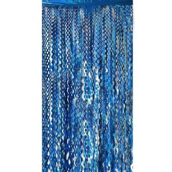 Dalgalı Hologram Duvar ve Kapı Perdesi Mavi 100x200 cm