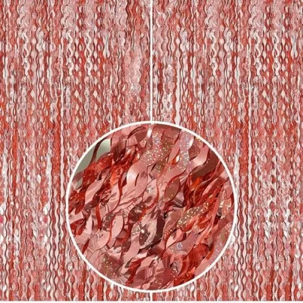 Dalgalı Hologram Duvar ve Kapı Perdesi Rose Gold 100x200 cm