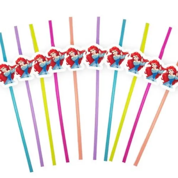 Deniz Kızı Ariel Artistik Pipet 10 Adet