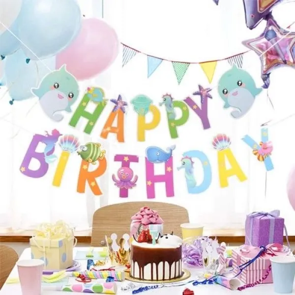 Deniz Kızı Baby Köpek Balığı Happy Birthday Yazısı 230x14 cm