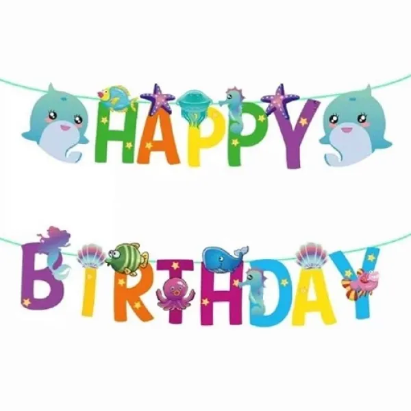 Deniz Kızı Baby Köpek Balığı Happy Birthday Yazısı 230x14 cm