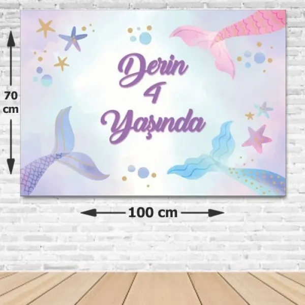 Deniz Kızı Doğum Günü Afişi Resimsiz 70*100 cm