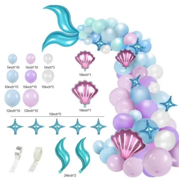 Deniz Kızı Doğum Günü Balon Dekorasyon Seti