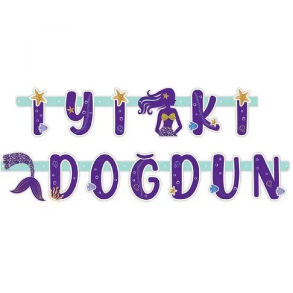 Deniz Kızı İyi ki Doğdun Yazısı Pırıltılı 200 cm