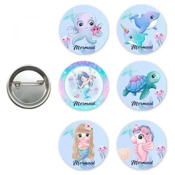 Deniz Kızı Little Hediyelik Parti Rozeti (6 adet)