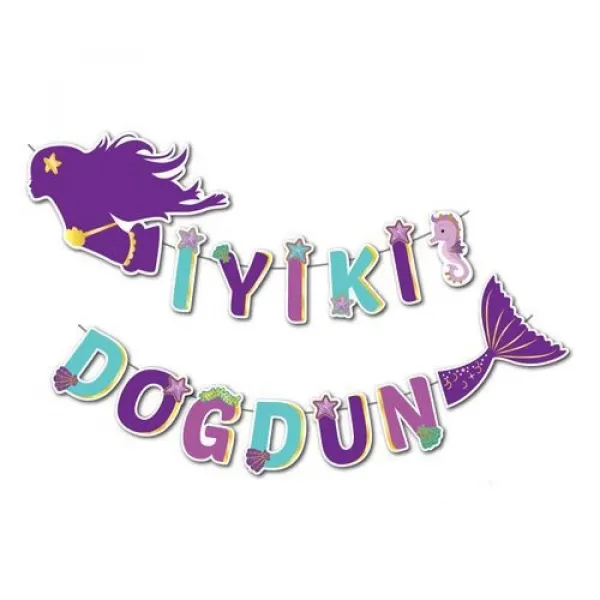 Deniz Kızı Şeklinde İyi ki Doğdun Yazısı 120 cm