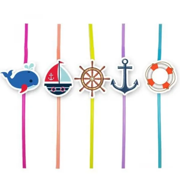 Denizci Temalı Artistik Pipet 10 Adet
