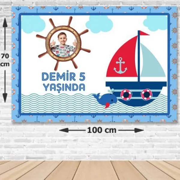 Denizci Temalı Doğum Günü Parti Afişi 70x100 cm