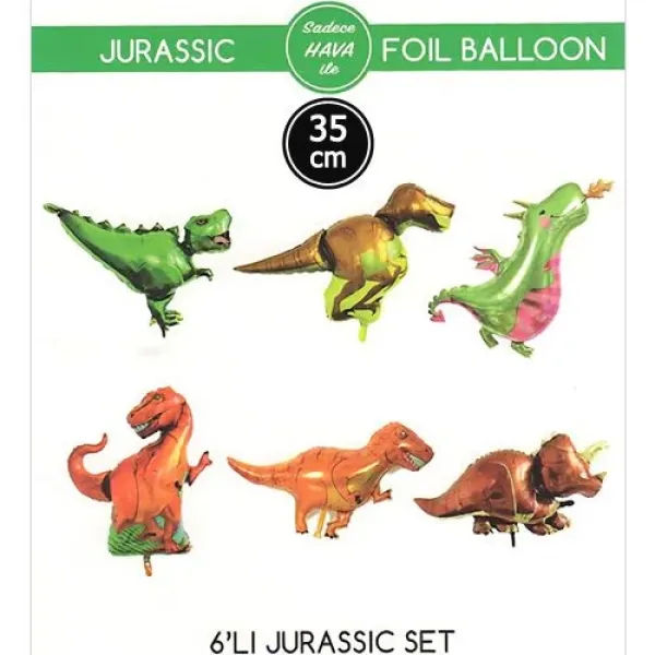 Dinozor Folyo Balon 6 lı 35 cm