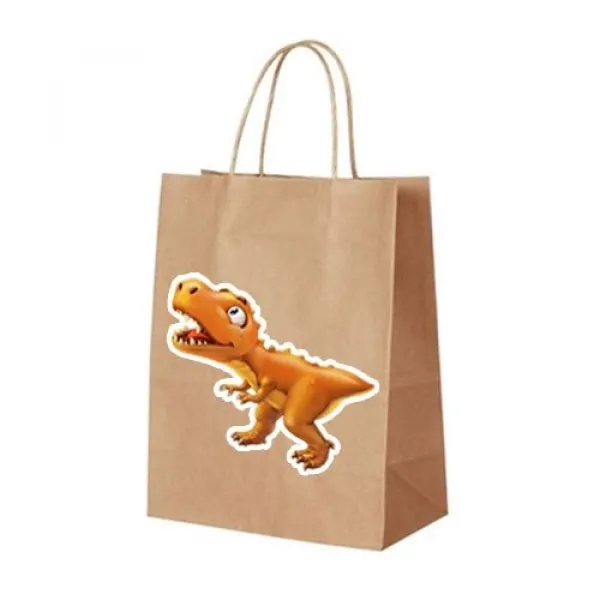 Dinozor Temalı Kağıt Hediye Çantası 1 adet 18x22