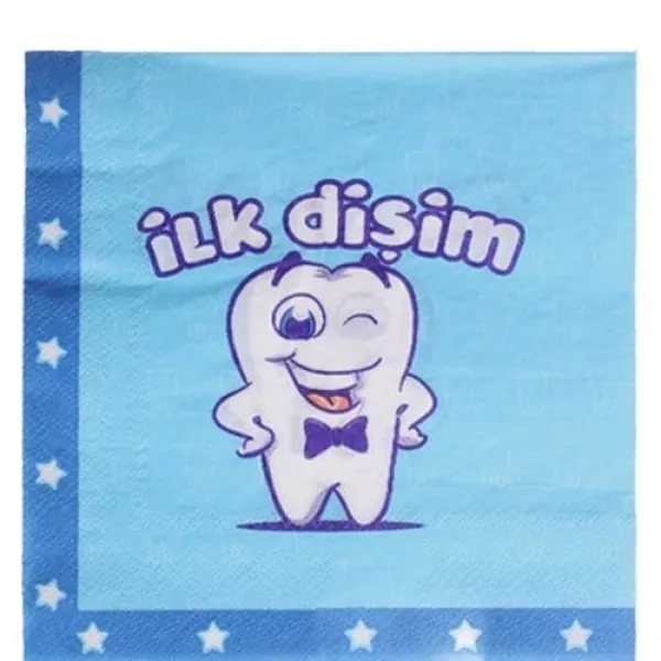 Diş Buğdayı İlk Dişim Mavi Peçete (20 Adet)