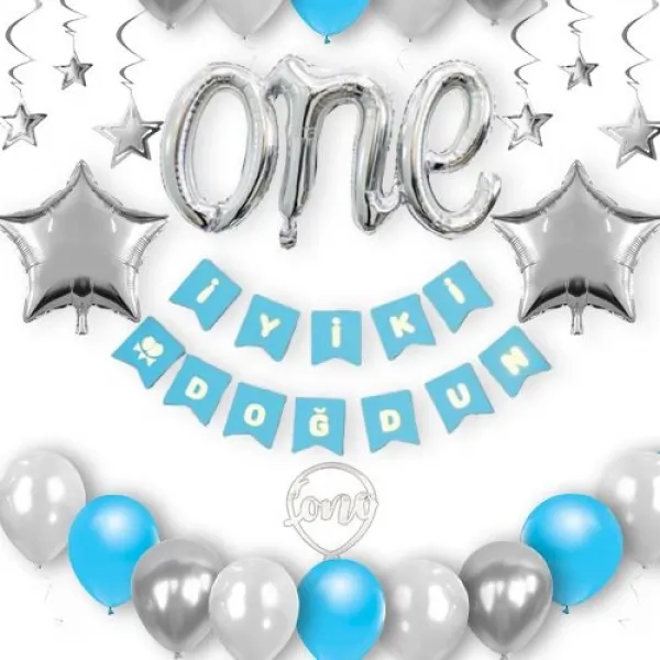 Doğum Günü Süsleri Seti 1 Yaş Erkek
