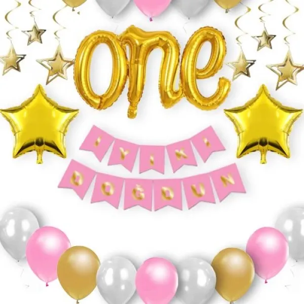 Doğum Günü Süsleri Seti 1 Yaş Kız