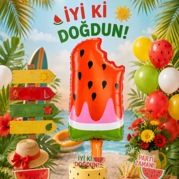Dondurma Karpuz Folyo Balon (82x37 cm)