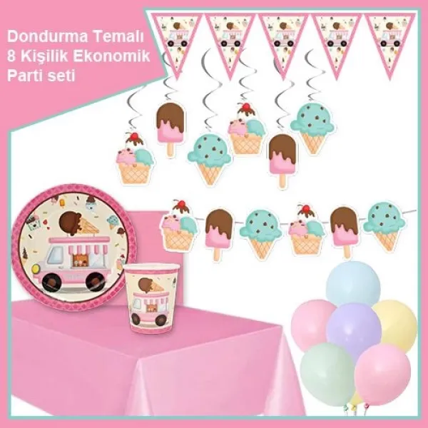 Dondurma Temalı 8 Kişilik Ekonomik Parti Seti