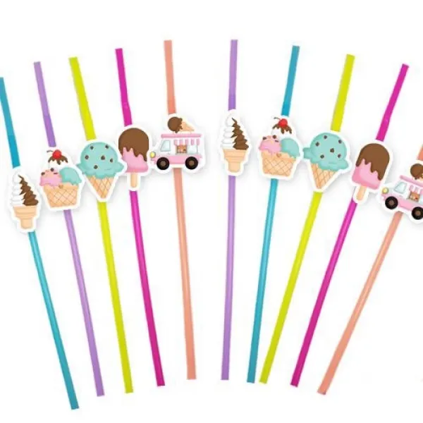 Dondurma Temalı Artistik Pipet 10 Adet