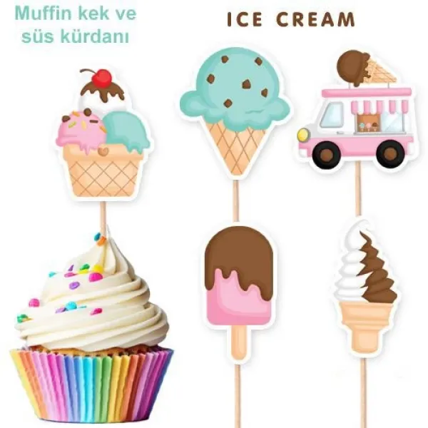 Dondurma Temalı Şekilli Kürdan 10 Adet