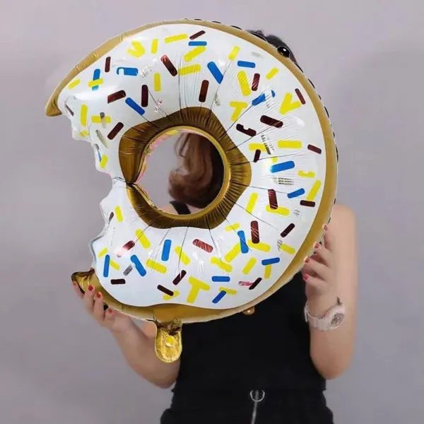 Donut Folyo Balon Beyaz Gold (47x72 cm)