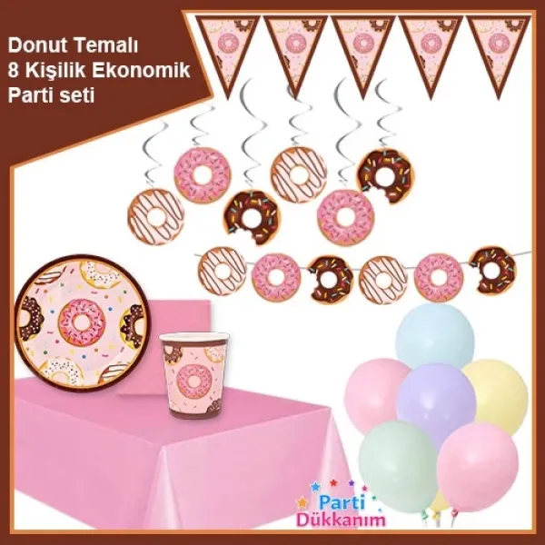 Donut Temalı 8 Kişilik Ekonomik Parti Seti