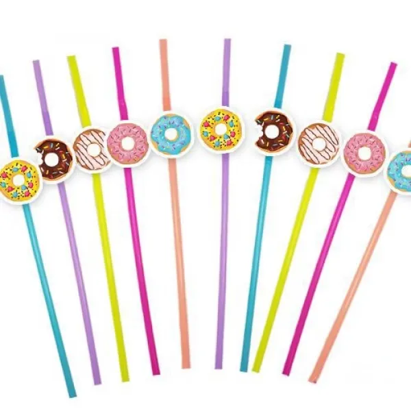 Donut Temalı Artistik Pipet 10 Adet